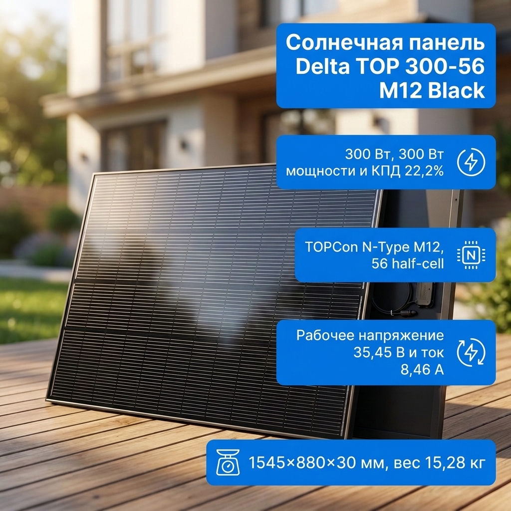 Солнечная панель 300вт Delta TOP 300-56 M12 black